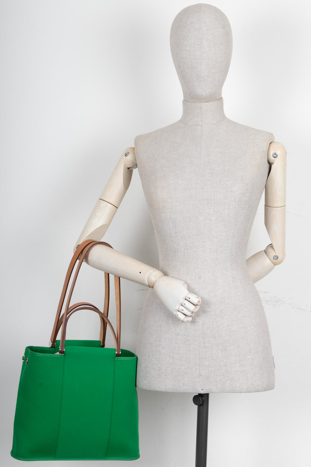 HERMÈS Cabag Elan 32 Canvas Leather Bamboo