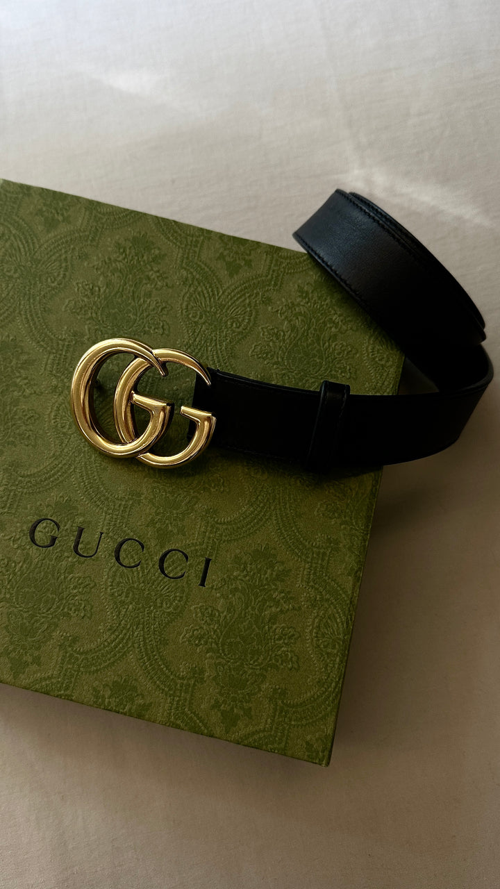 GUCCI Marmont GG  Belt Leather Black
