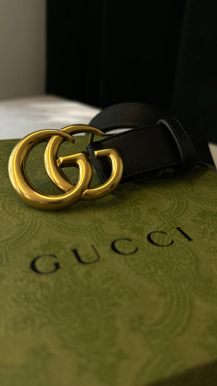 GUCCI Marmont GG  Belt Leather Black