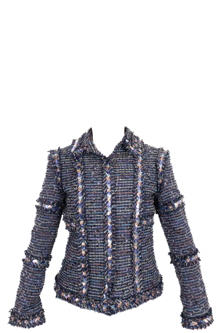 CHANEL 2005 Tweed Sequin Jacket Black