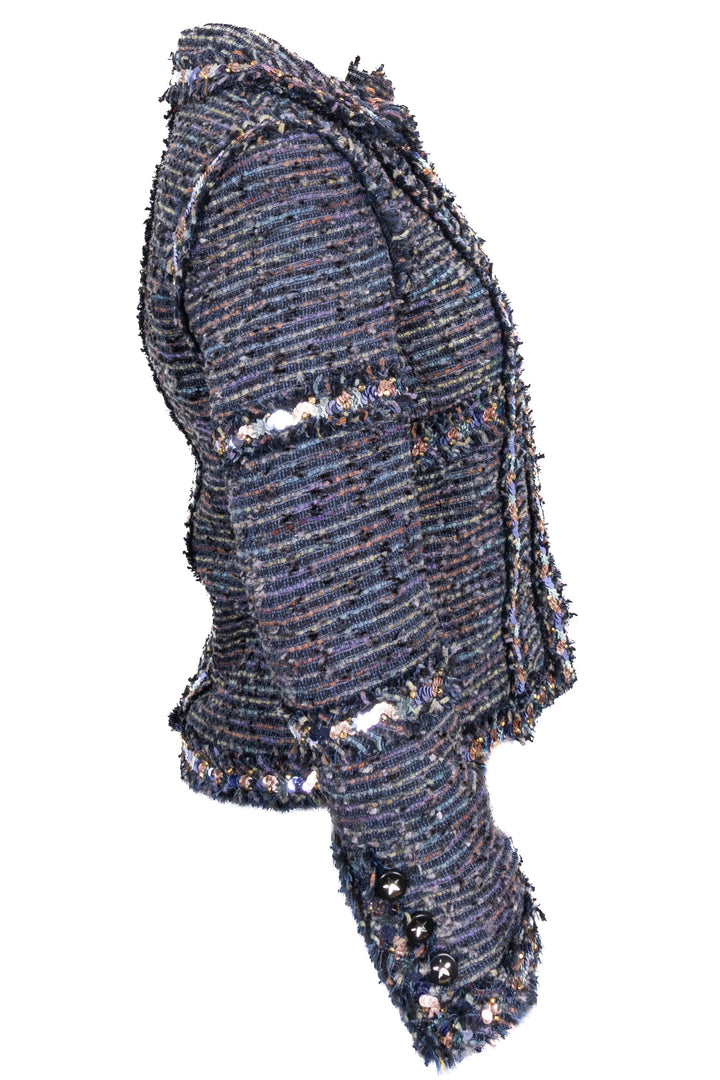 CHANEL 2005 Tweed Sequin Jacket Black