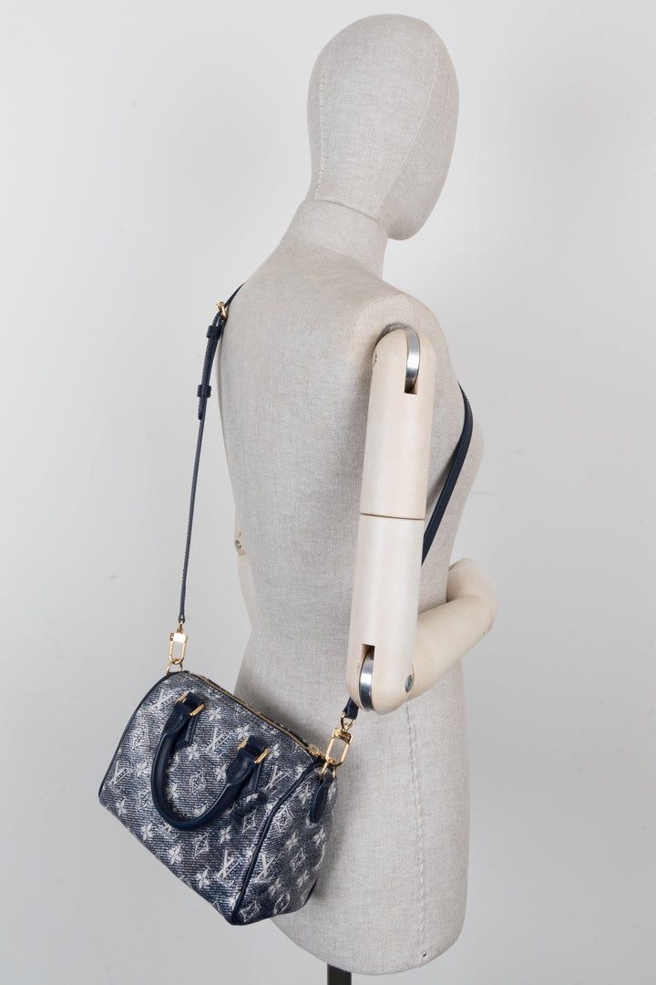 LOUIS VUITTON Speedy 20 Jacquard Canvas Navy Silver