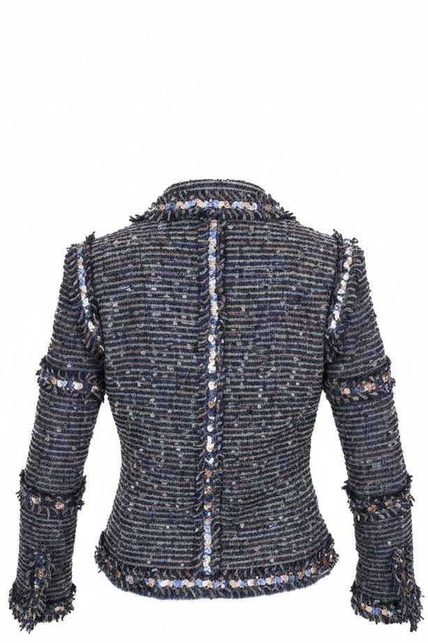 CHANEL 2005 Tweed Sequin Jacket Black