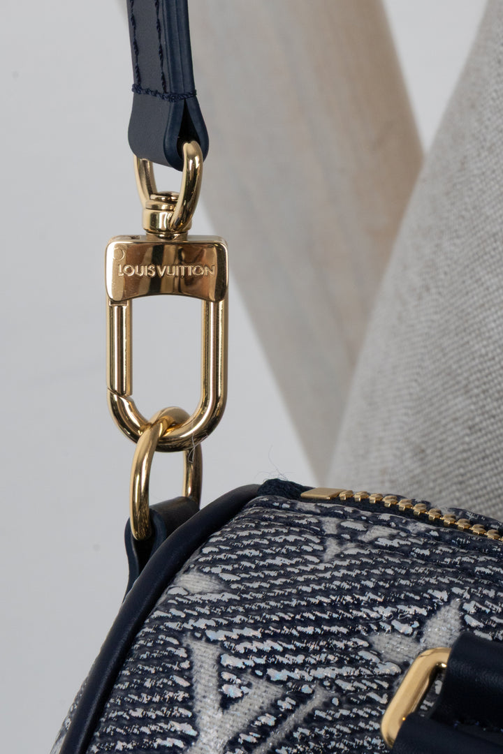 LOUIS VUITTON Speedy 20 Jacquard Canvas Navy Silver