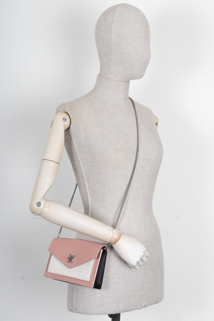 LOUIS VUITTON Mylockme Chain Pochette Leather Tricolor Pink