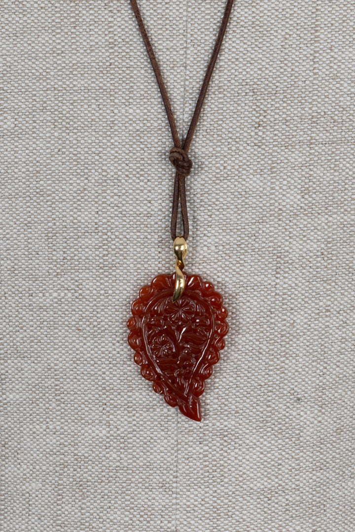 TAMARA COMOLLI India Leaf Pendant Terra Onyx