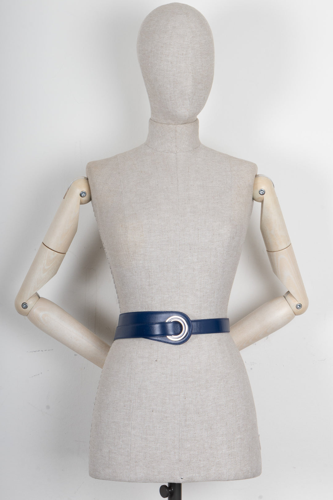 CHRISTIAN DIOR Ring Wide Waist Belt Leather Blue