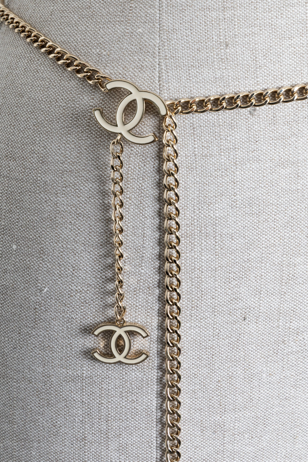 CHANEL CC Chain Belt Champagnergold Ivory
