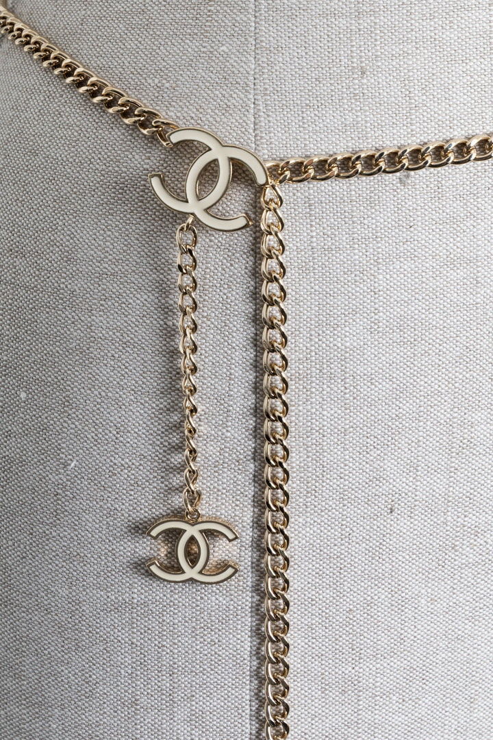 CHANEL CC Chain Belt Champagnergold Ivory