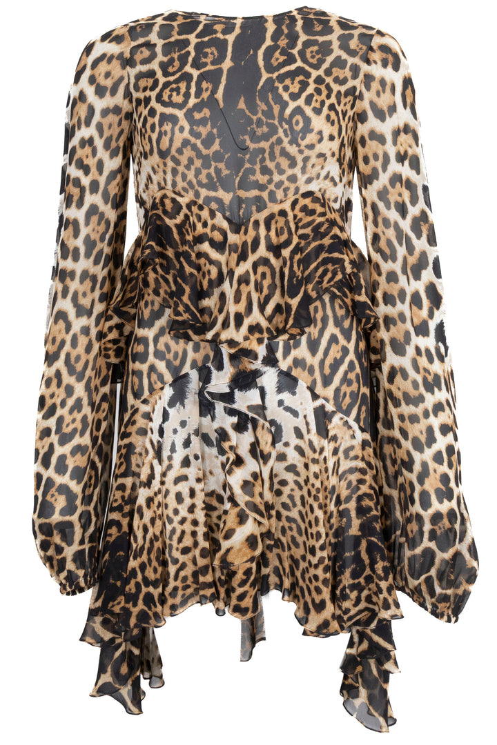 SAINT LAURENT Cheetah Dress Brown