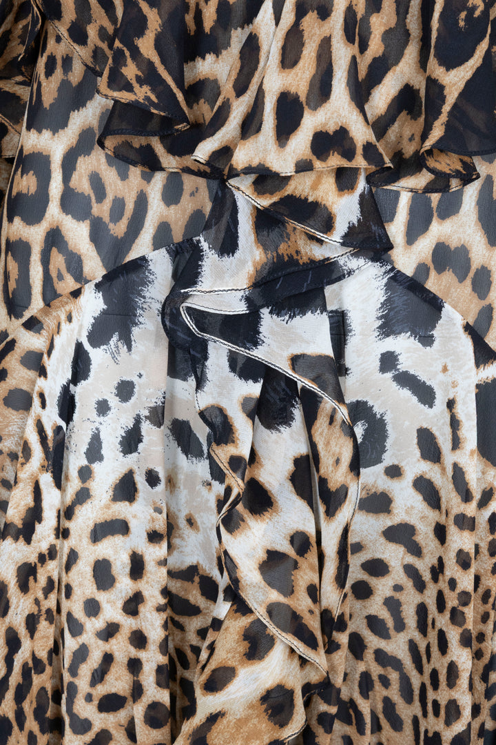 SAINT LAURENT Cheetah Dress Brown