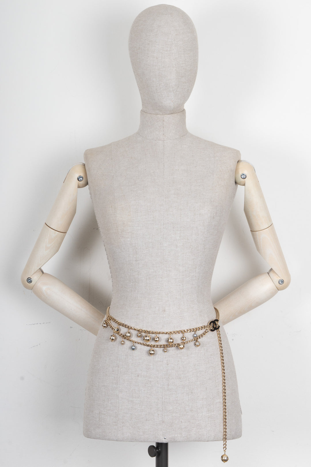 CHANEL CC Perle Ceinture Or Champagne Noir
