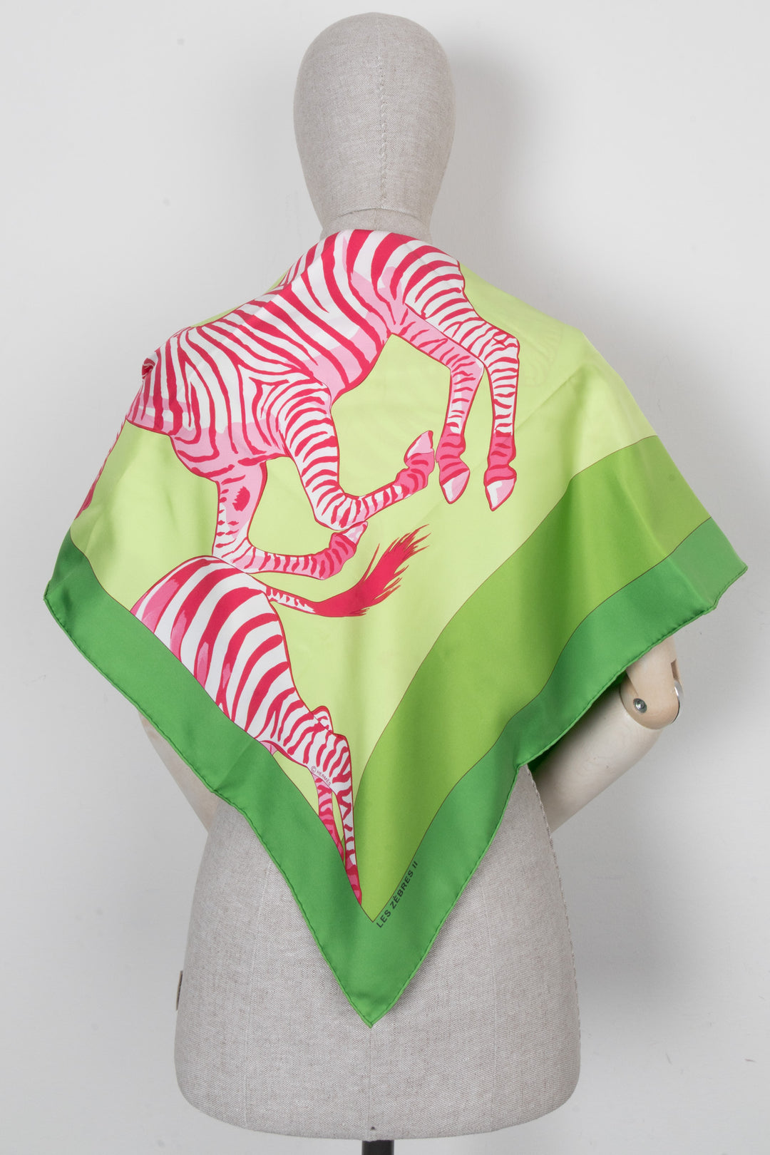 HERMÈS Les Zèbres II 90 Foulard Soie Vert