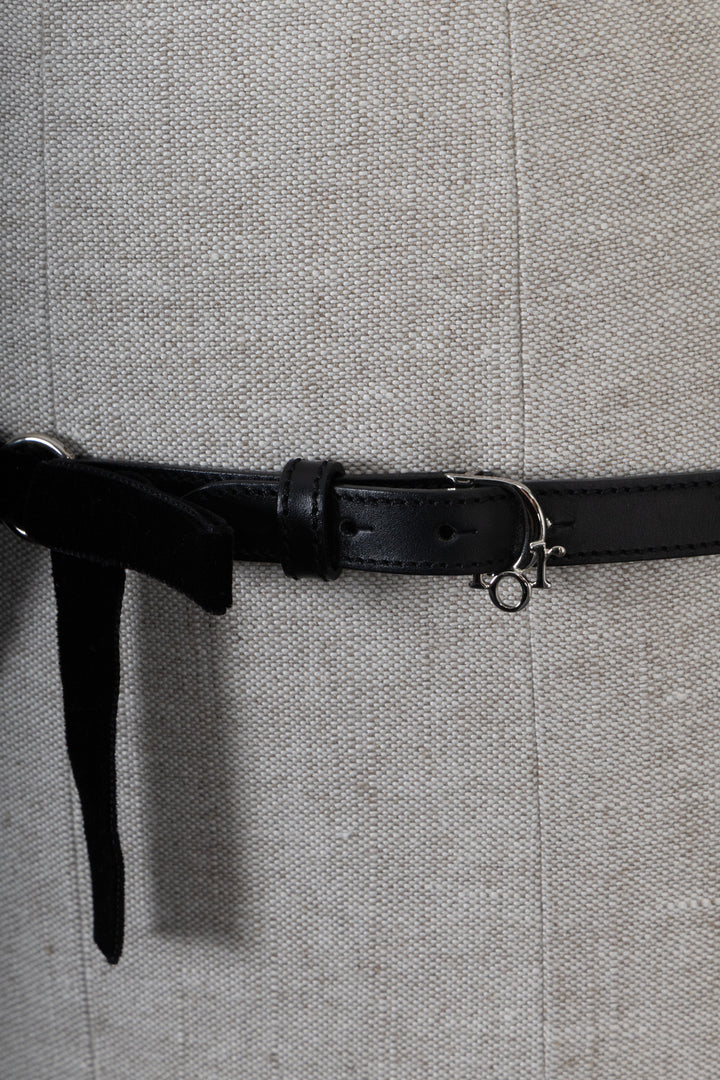 CHRISTIAN DIOR Vintage Romantique Ceinture Chaîne Velours Noir