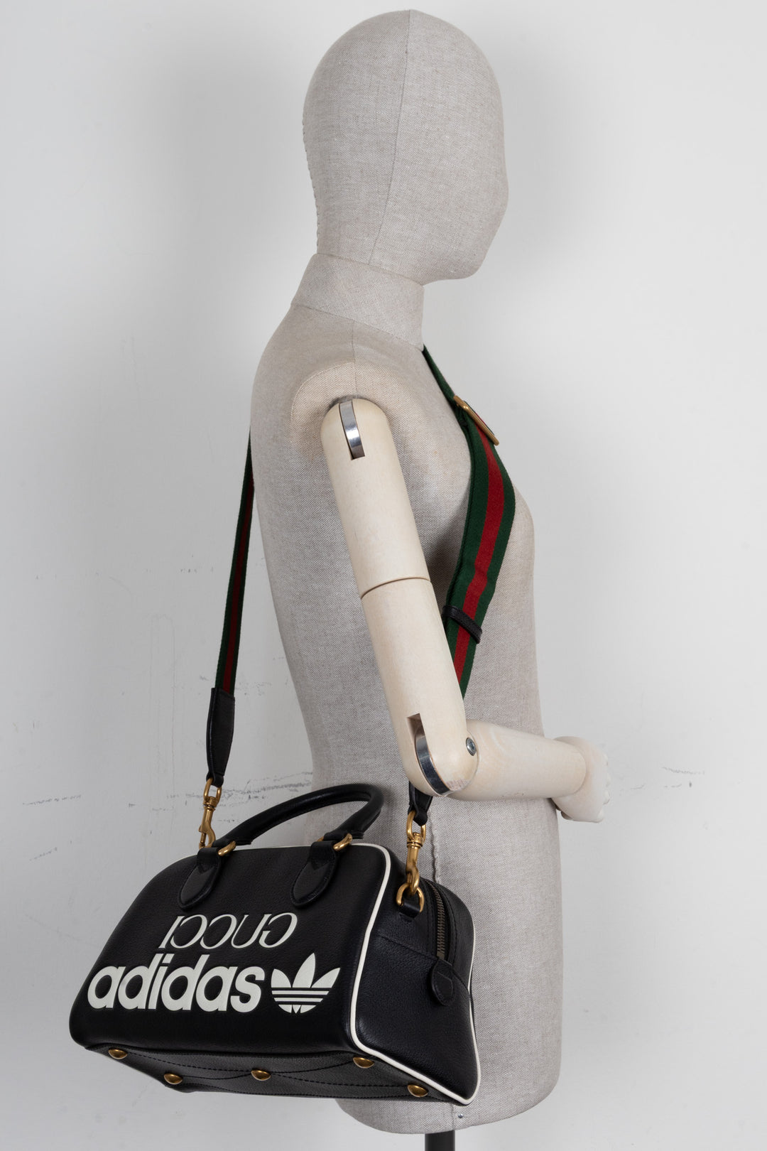 GUCCI X ADIDAS Mini Duffle Bag Leather Black White