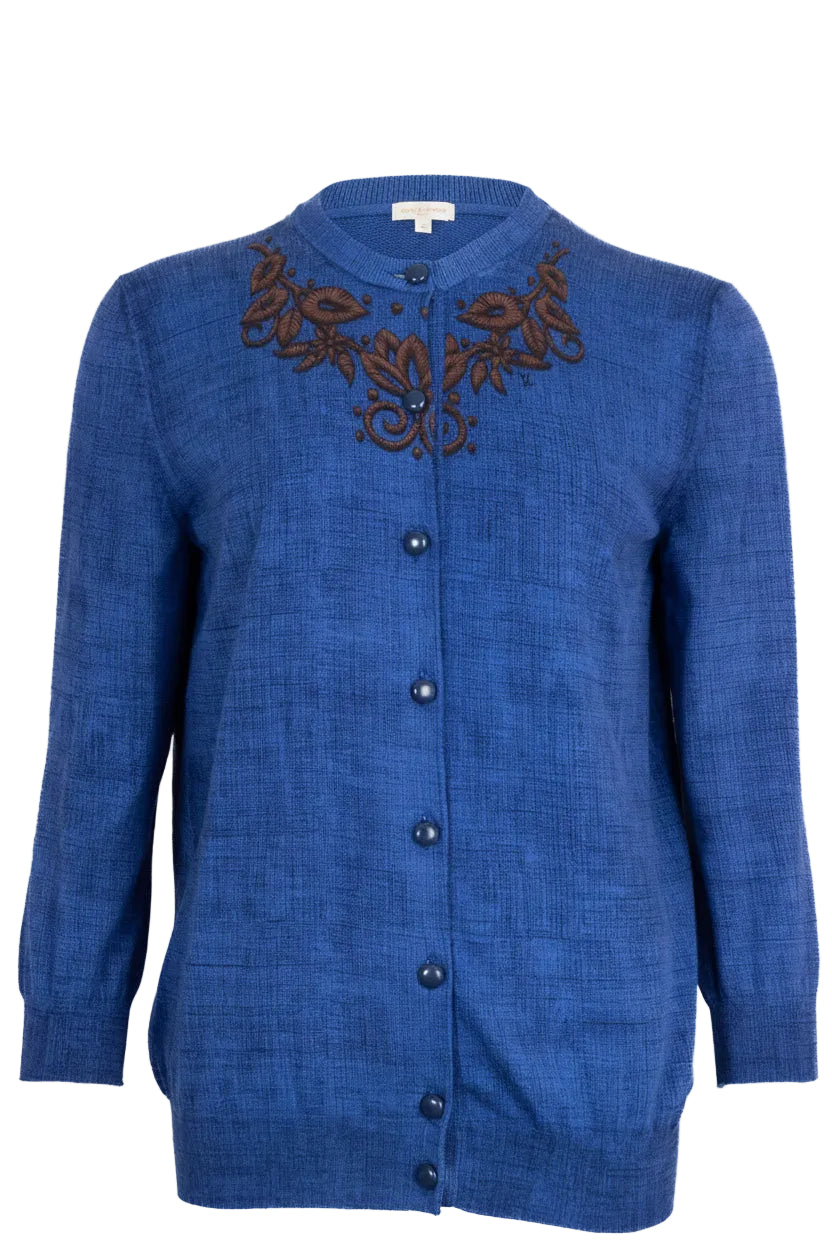 LOUIS VUITTON Cardigan Cotton Brown Blue