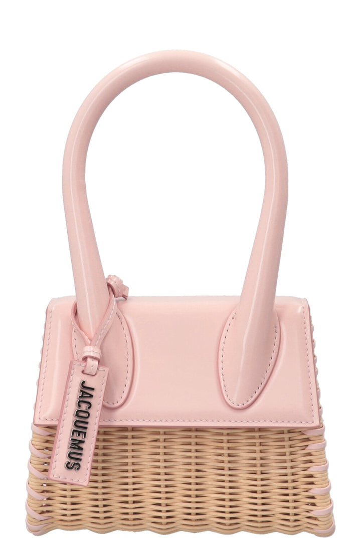 JACQUEMUS Sac à main Le Chiquito Moyen en osier et raphia rose