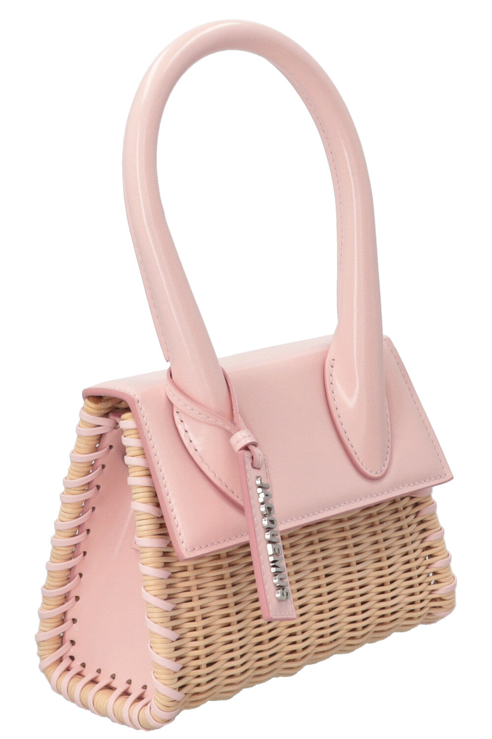 JACQUEMUS Sac à main Le Chiquito Moyen en osier et raphia rose