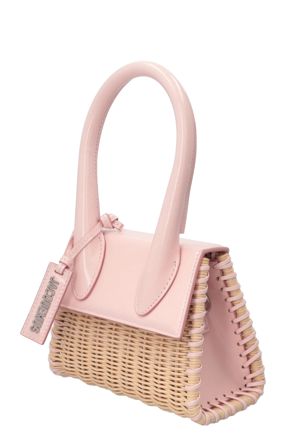 JACQUEMUS Sac à main Le Chiquito Moyen en osier et raphia rose