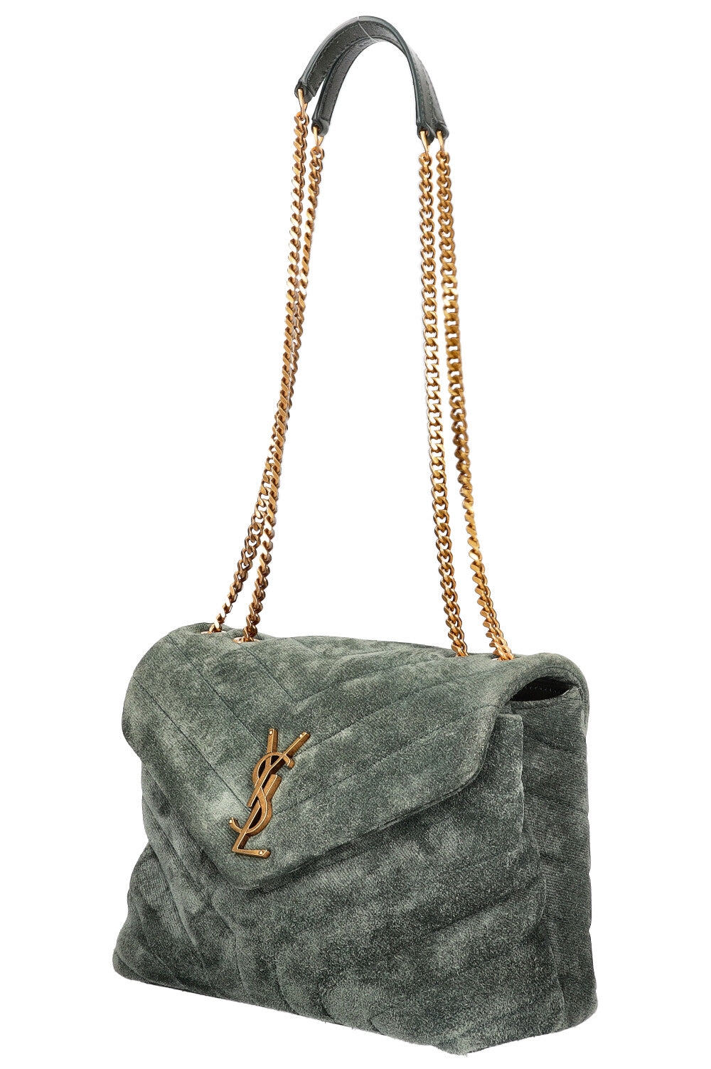 SAINT LAURENT LouLou Bag Small Suede Green