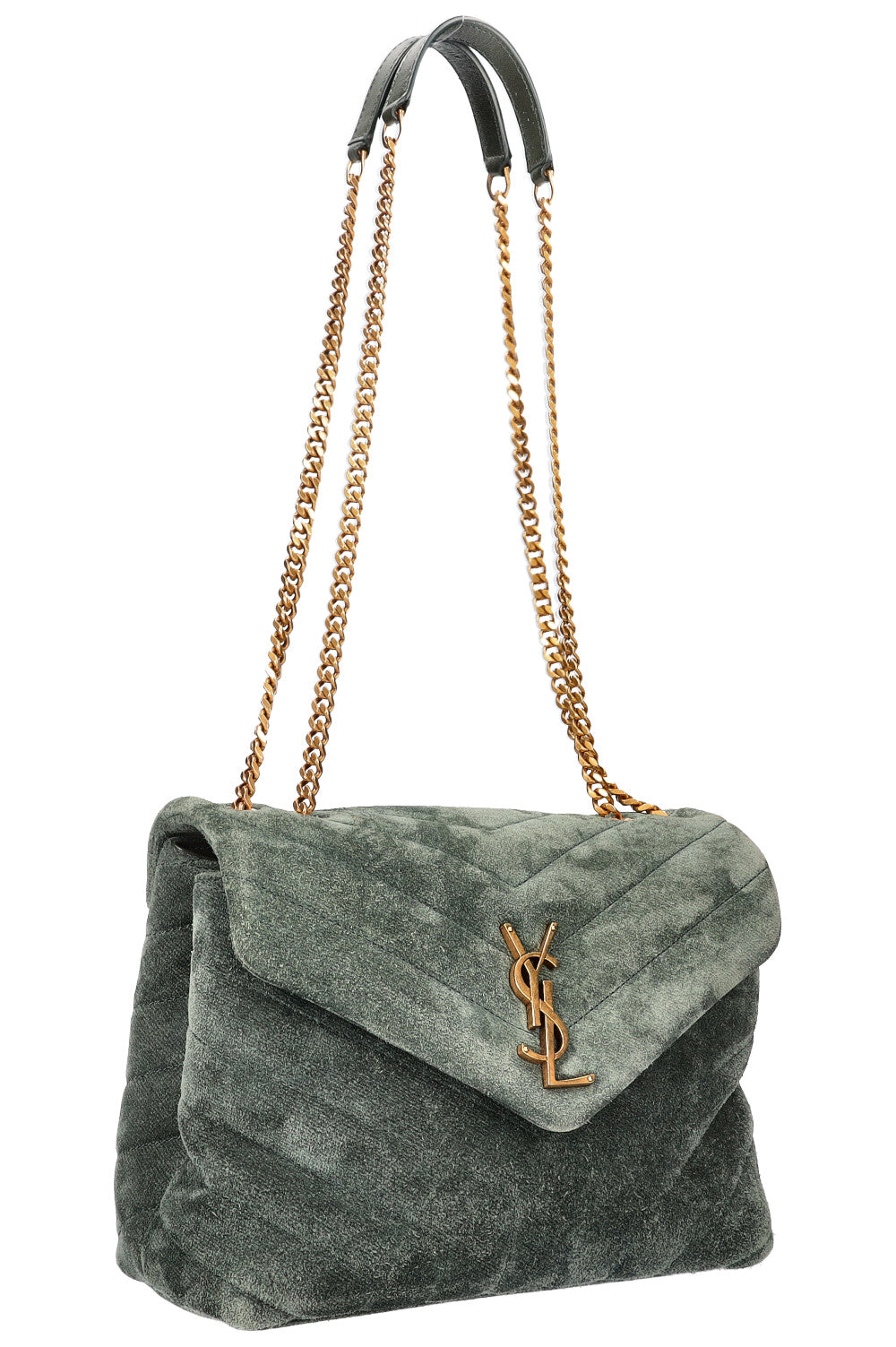 SAINT LAURENT LouLou Bag Small Suede Green