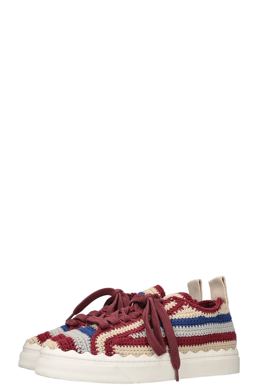 CHLOE Lauren Crochet Striped Sneakers