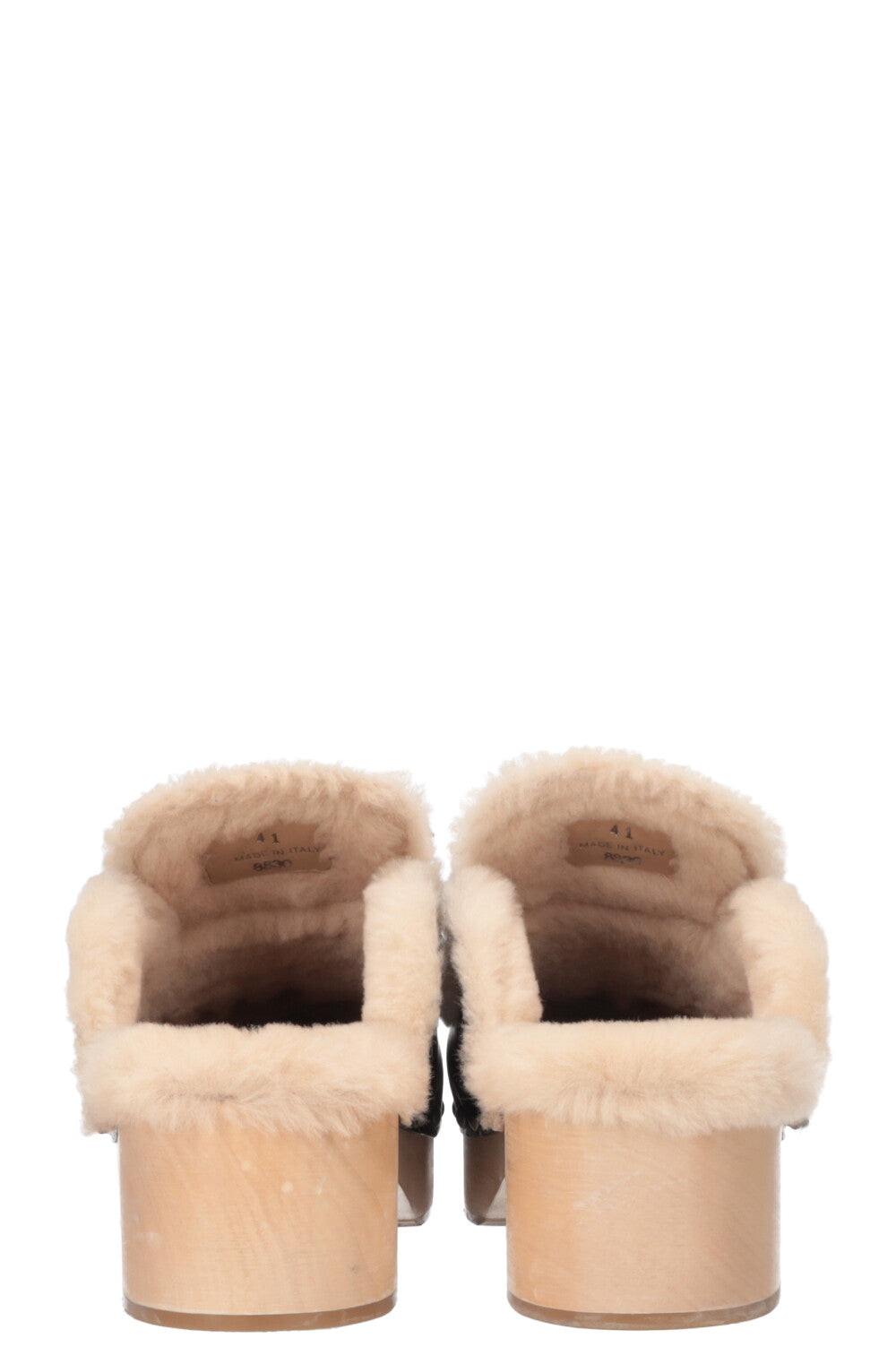 PRADA Shearling Logo Clogs Black – REAWAKE