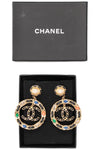 CHANEL 2020 Large CC Woven Crystal Earrings