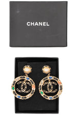 CHANEL 2020 Large CC Woven Crystal Earrings