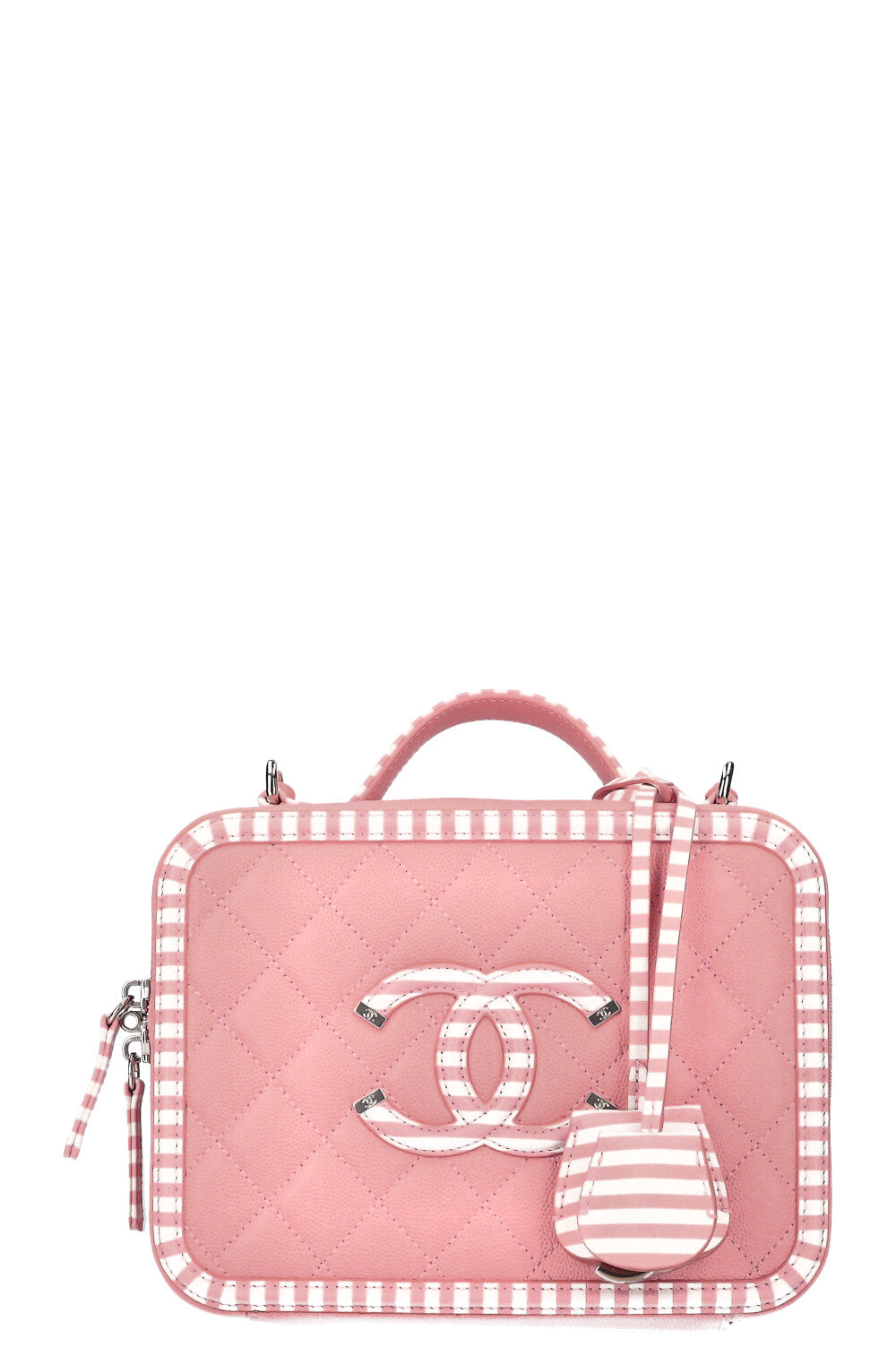 CHANEL 2018 Filigree Vanity Top Handle Bag Pink – REAWAKE