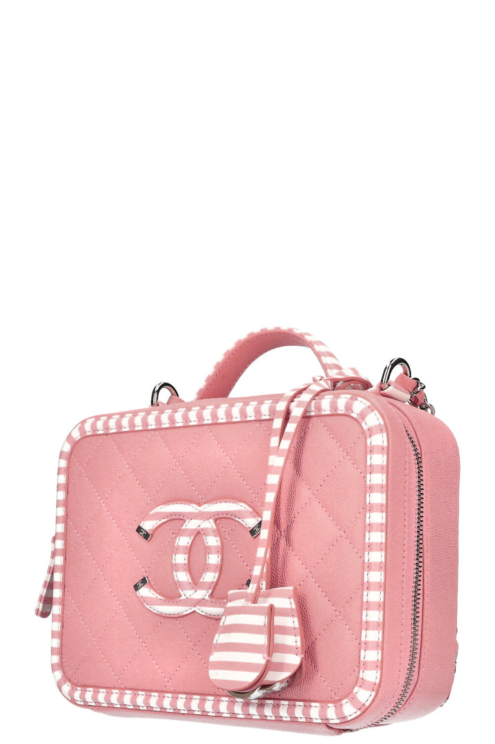 CHANEL 2018 Filigree Vanity Top Handle Bag Pink