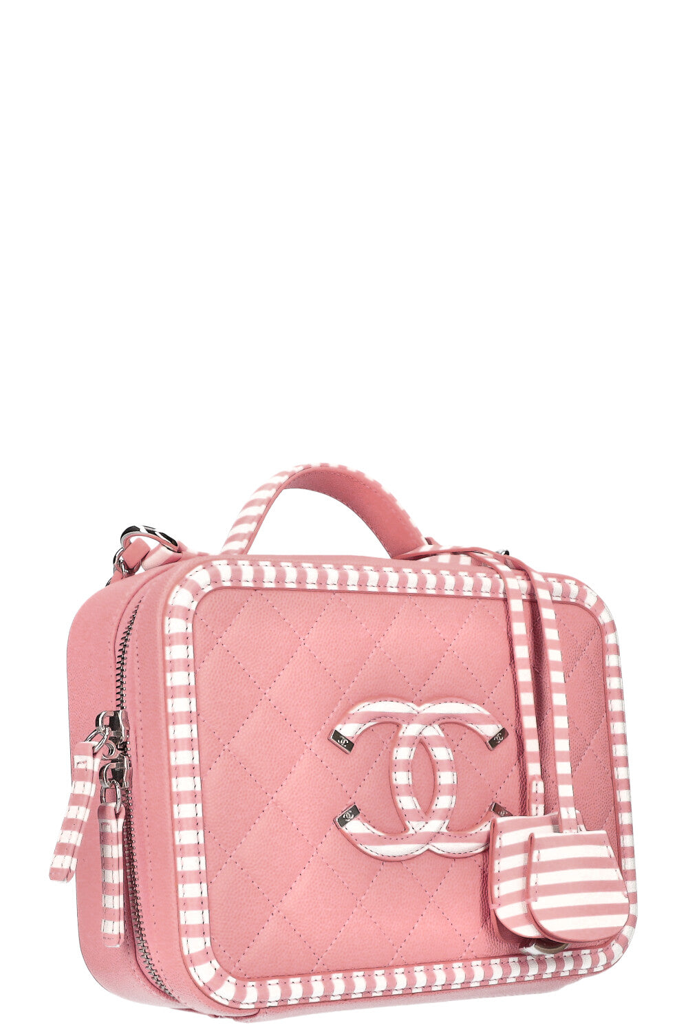 CHANEL 2018 Filigree Vanity Top Handle Bag Pink