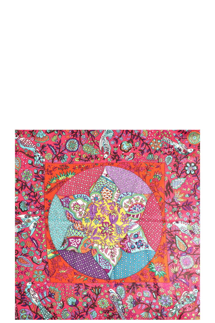 HERMÈS Foulard Pique Fleuri de Provence 140 Cachemire Orange