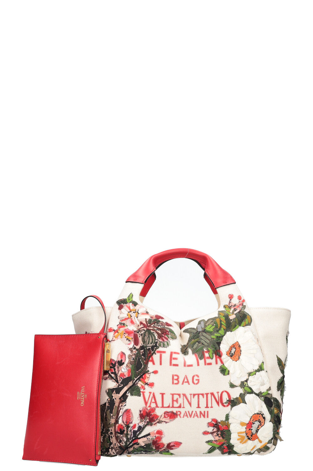 VALENTINO Sac Atelier Toile Brodée Beige