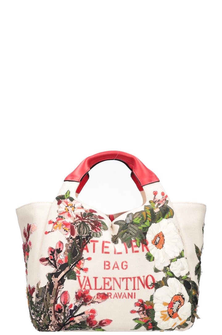 VALENTINO Sac Atelier Toile Brodée Beige