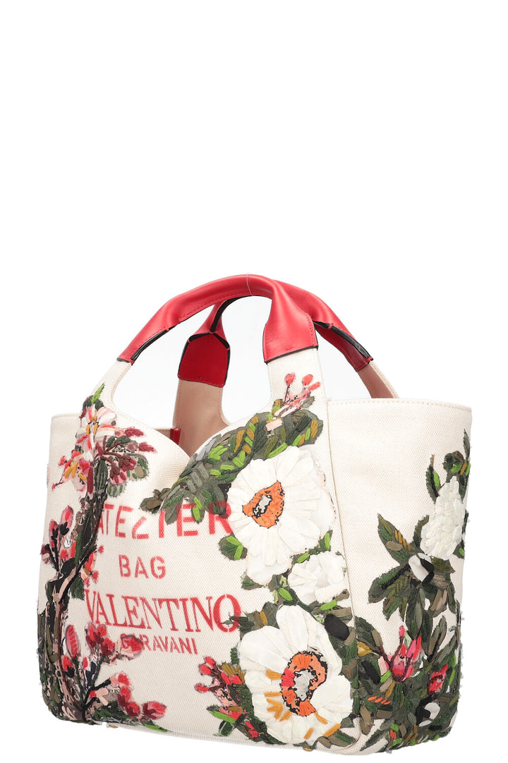 VALENTINO Sac Atelier Toile Brodée Beige
