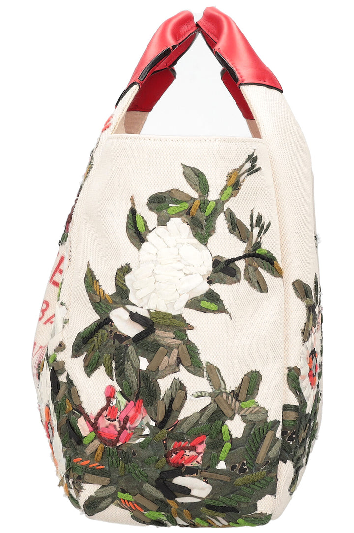 VALENTINO Atelier Bag Embroidered Canvas Beige