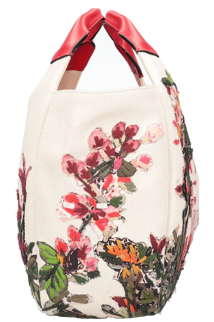 VALENTINO Sac Atelier Toile Brodée Beige