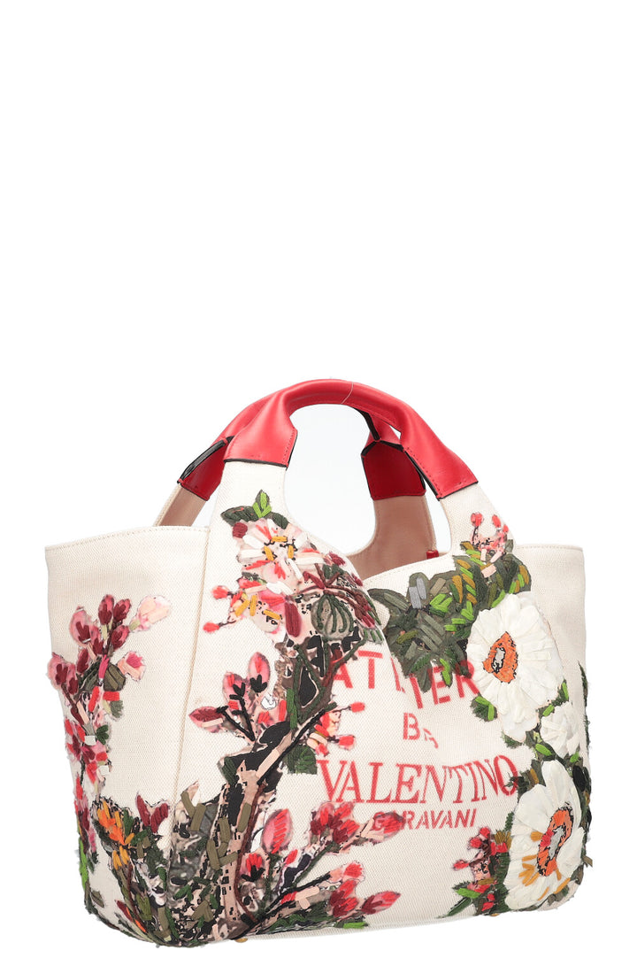 VALENTINO Sac Atelier Toile Brodée Beige