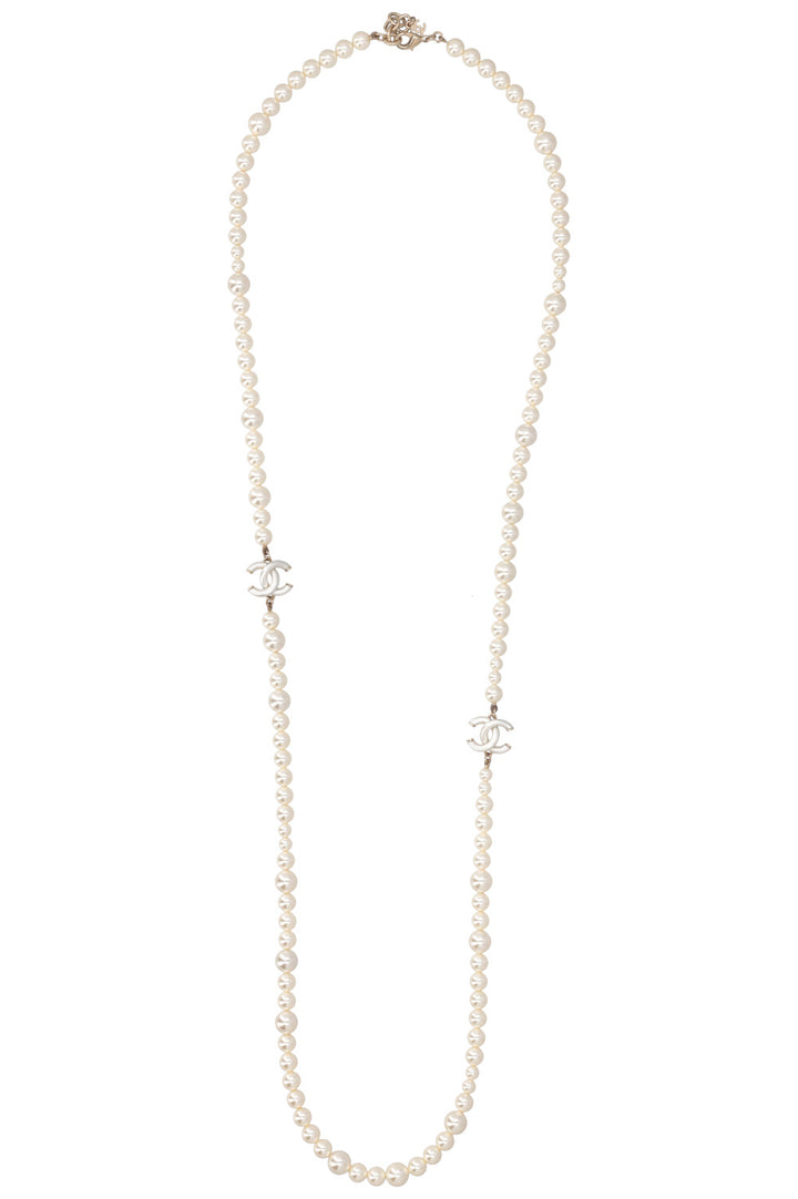 CHANEL Necklace Pearl CC