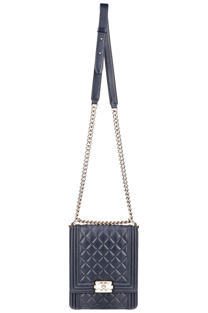 CHANEL North South Boy Flap Bag Blue