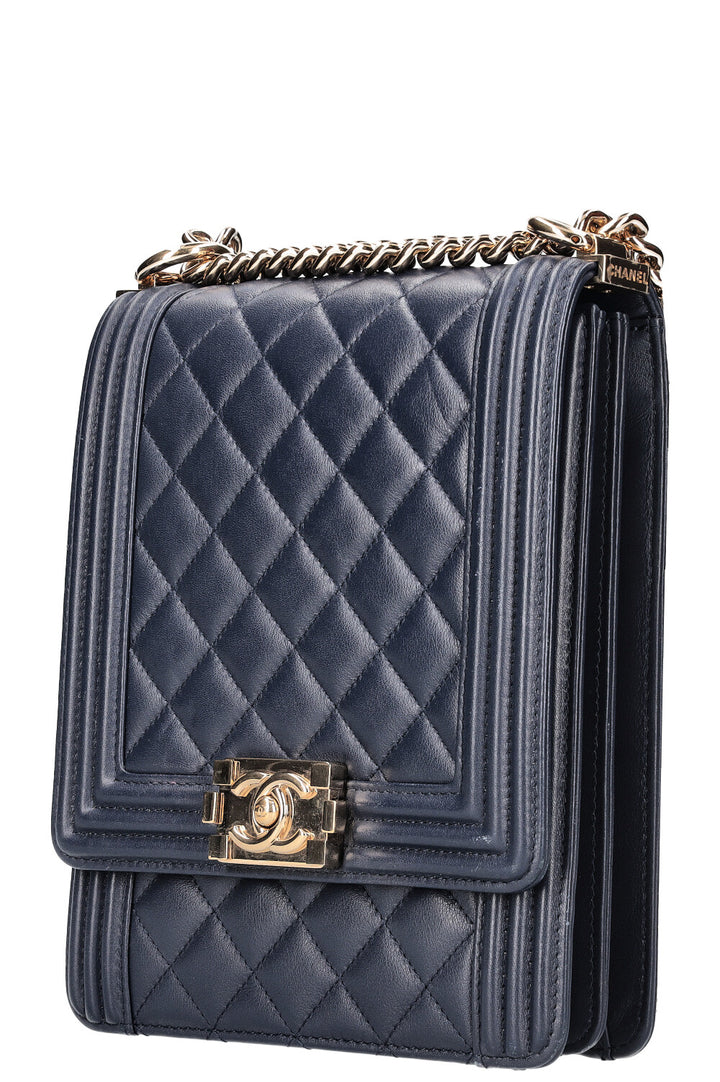 CHANEL North South Boy Flap Bag Blue