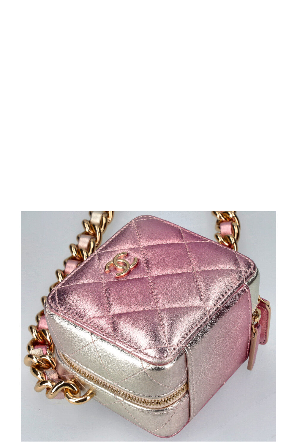 CHANEL Coco Punk Cube Bag Metallic Pink