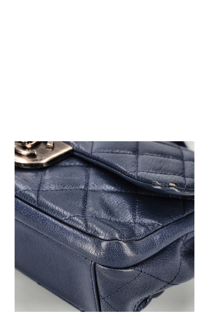 CHANEL Double Carry Chain Waist Bag Blue