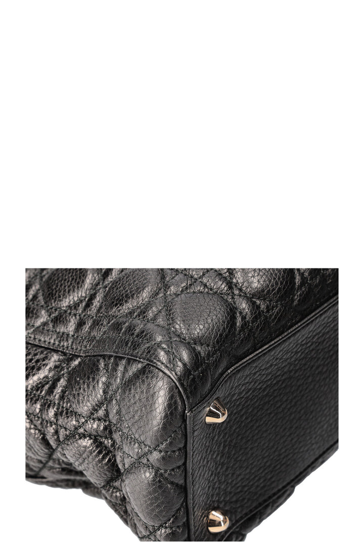 CHRISTIAN DIOR Lady Dior Bag Quilted Grained Calfskin Black