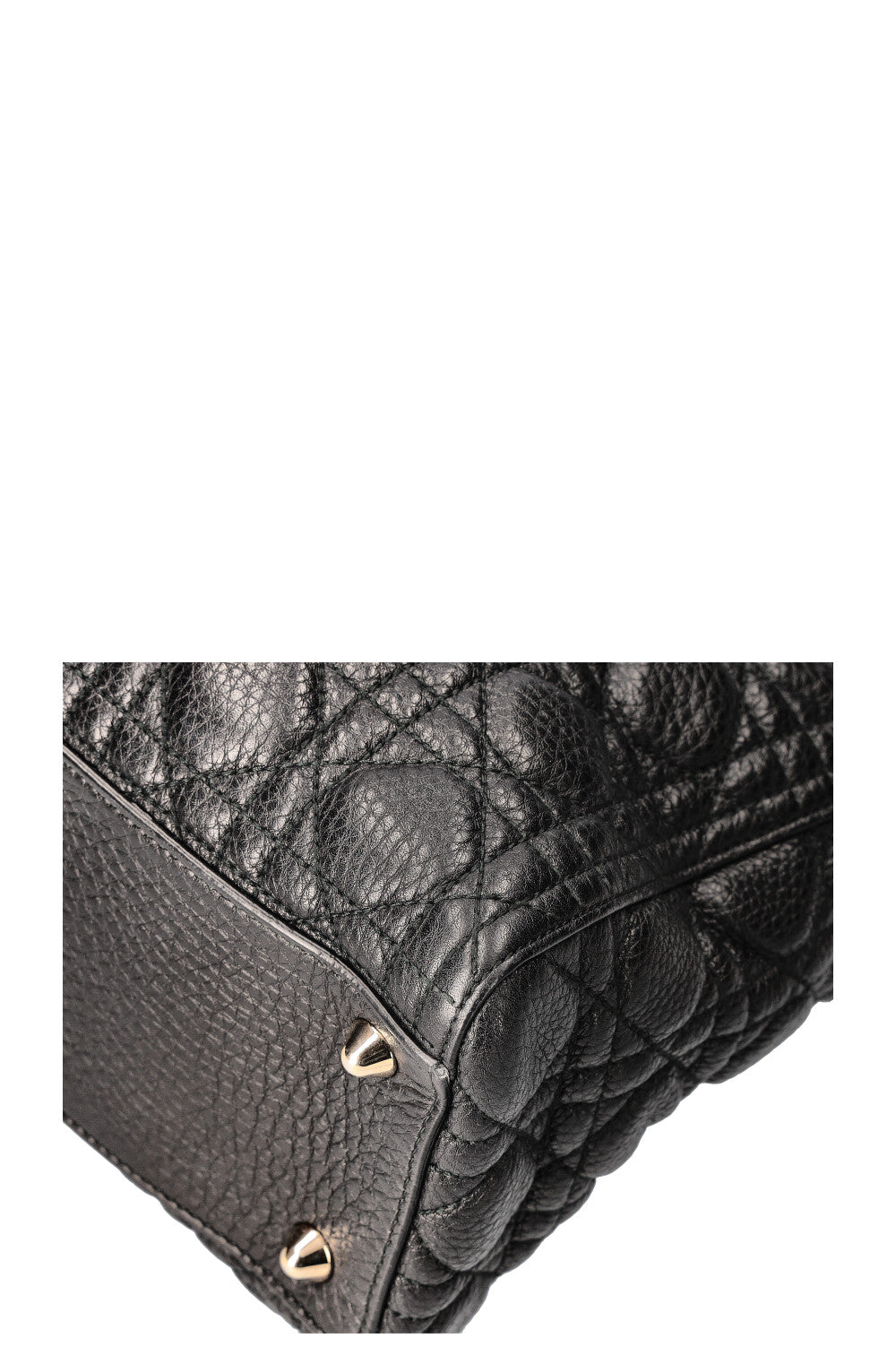 CHRISTIAN DIOR Lady Dior Bag Quilted Grained Calfskin Black