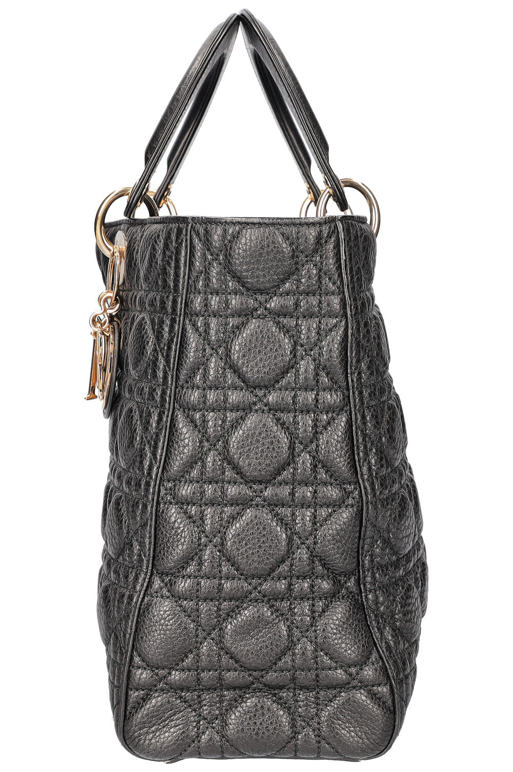 CHRISTIAN DIOR Lady Dior Bag Quilted Grained Calfskin Black