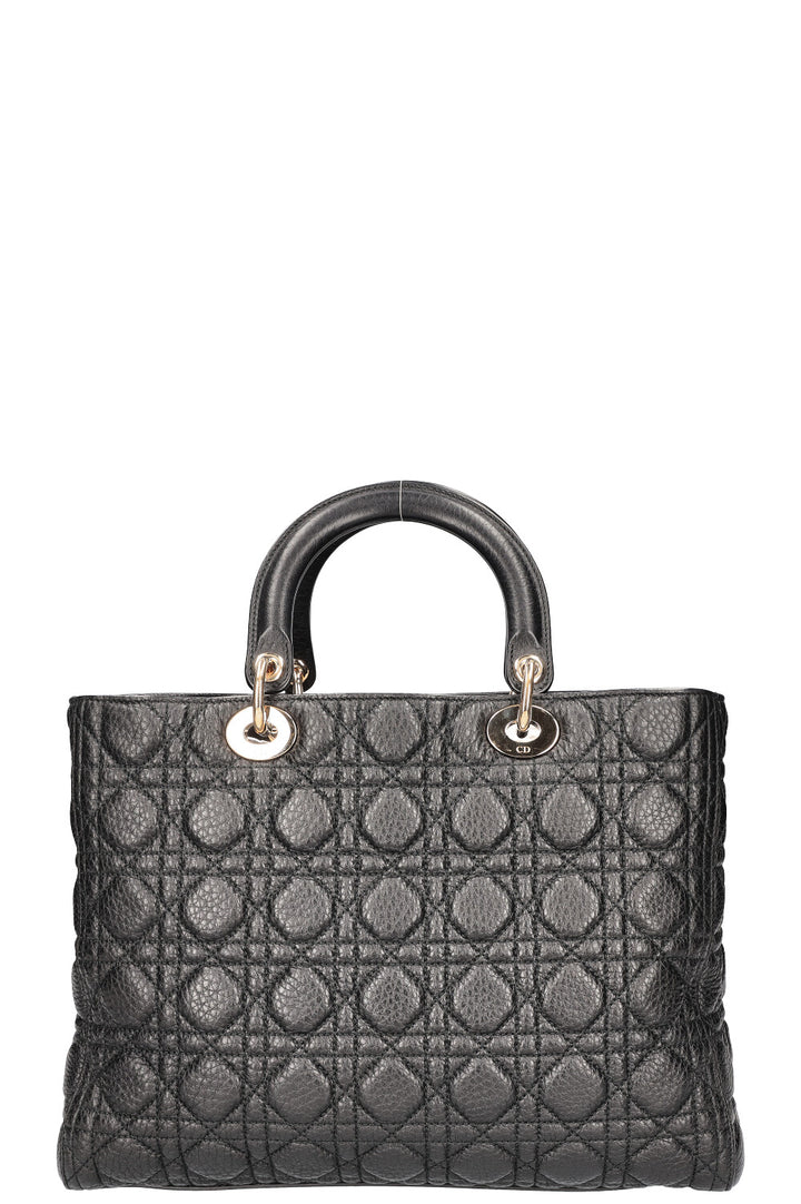 CHRISTIAN DIOR Lady Dior Bag Quilted Grained Calfskin Black