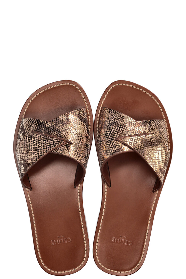 CELINE Lerins Criss Cross Sandals Python Embossed