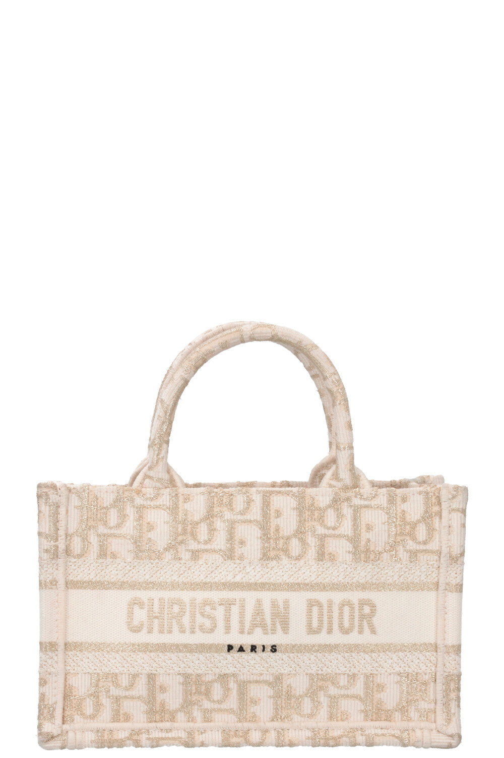 CHRISTIAN DIOR Mini Tote Bag Oblique Ivory Gold
